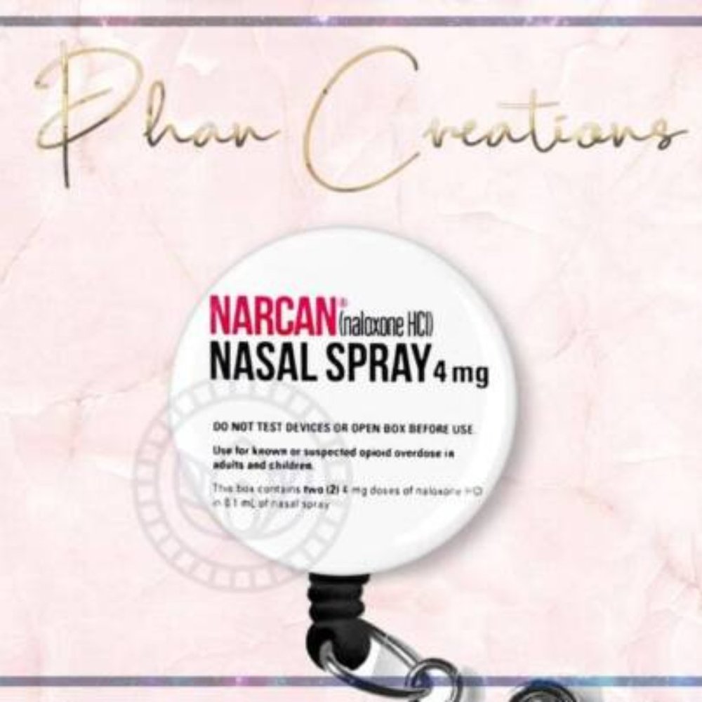 Narcan Retractable Badge Reel Funny Anesthesiologist Doctor RN Nurse ID Holder
